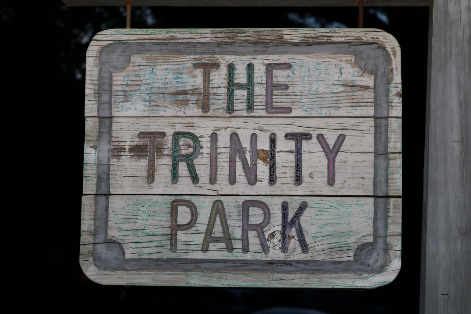 The Trinity Park Wooden Sign